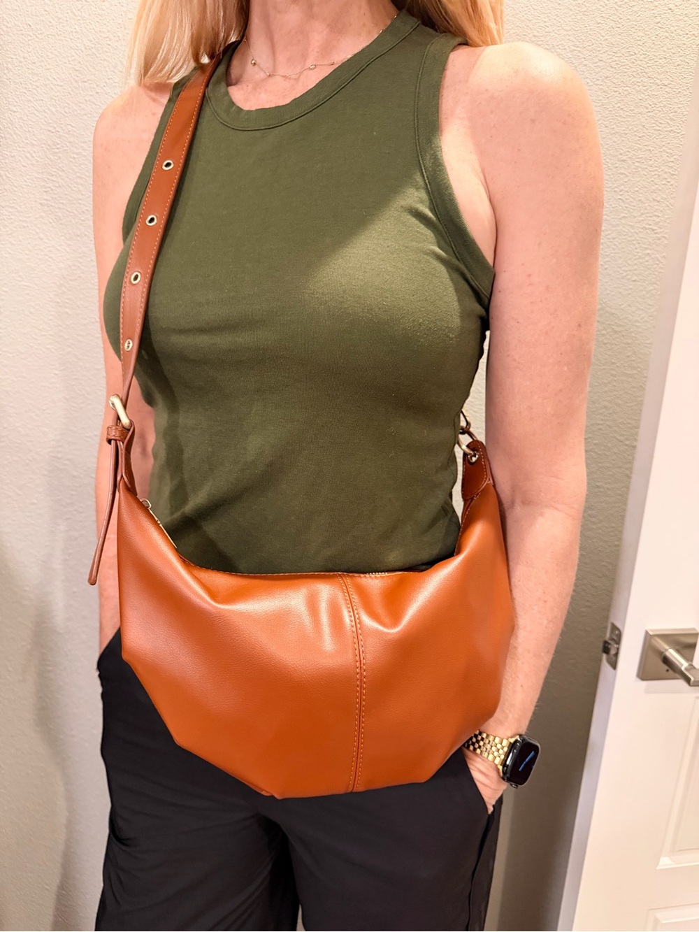 Anthropologie Cognac Leather Crossbody Bag